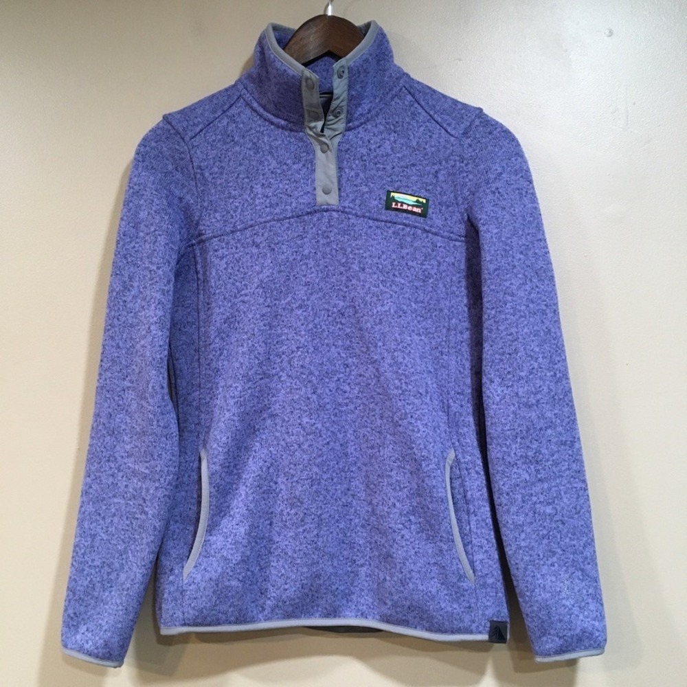 LL Bean Snap T Fleece Pullover Women XXS Purple Better Sweater Outdoor Hike Camp